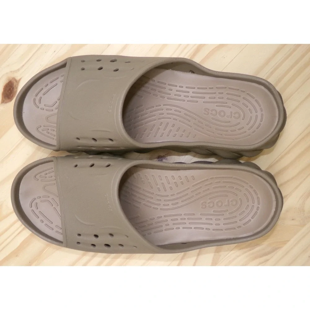 Crocs Echo Slide Sandals Mens Light Brown Size 14 Slip On Comfort Casual Sporty